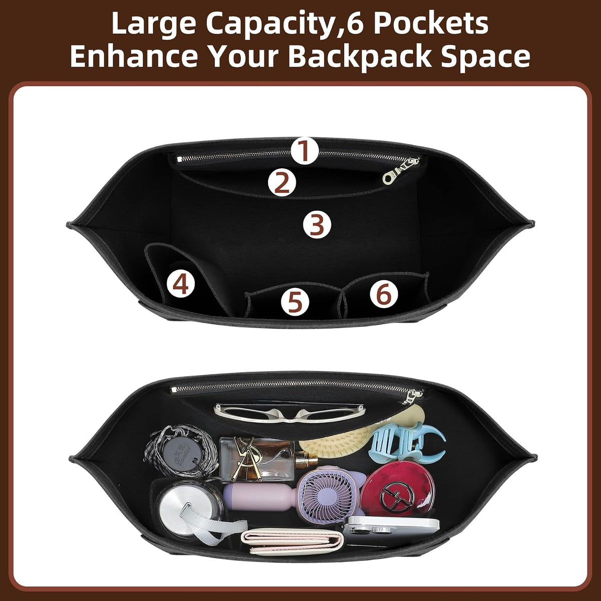 Felt Purse Organizer Insert for Longchamp Le Pliage Large, Beige