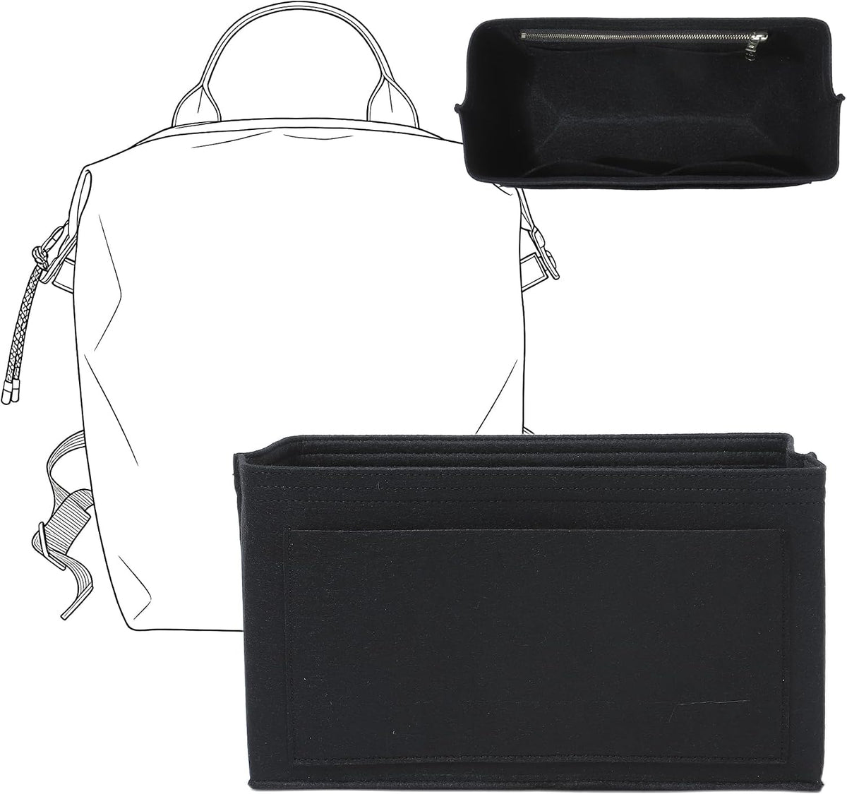 Felt Purse Organizer Insert for Longchamp Le Pliage Large, Beige