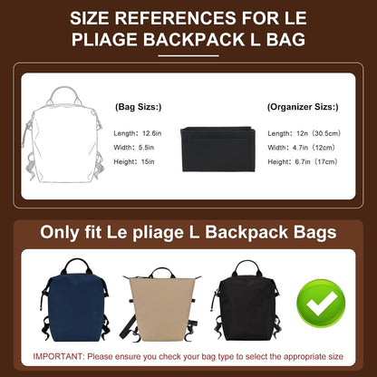 Felt Purse Organizer Insert for Longchamp Le Pliage Large, Beige