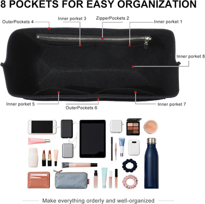 Felt Purse Organizer Insert for Longchamp Le Pliage Large, Beige