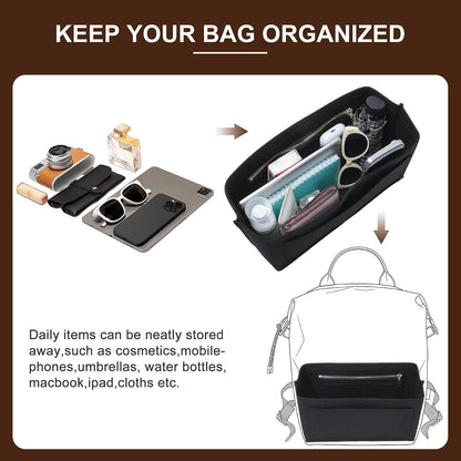 Felt Purse Organizer Insert for Longchamp Le Pliage Large, Beige