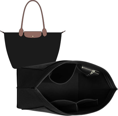 Felt Purse Organizer Insert for Longchamp Le Pliage Large, Beige