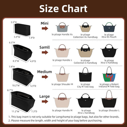 Felt Purse Organizer Insert for Longchamp Le Pliage Large, Beige