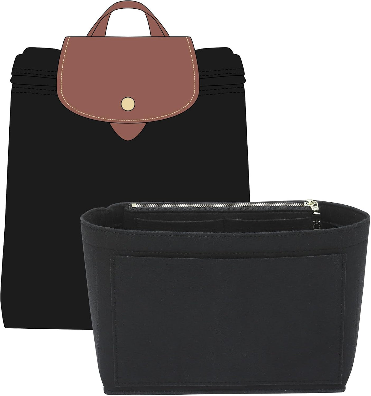 Felt Purse Organizer Insert for Longchamp Le Pliage Large, Beige