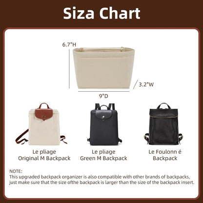 Felt Purse Organizer Insert for Longchamp Le Pliage Large, Beige