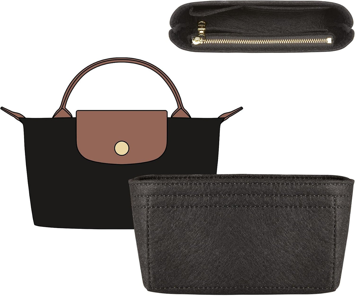 Felt Purse Organizer Insert for Longchamp Le Pliage Large, Beige