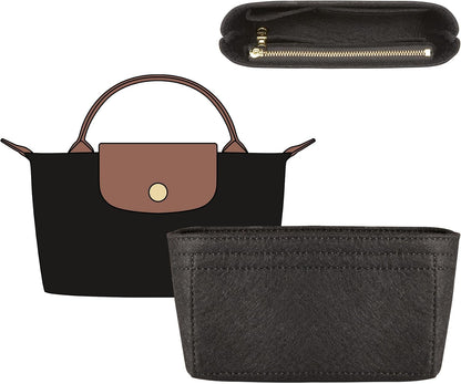 Felt Purse Organizer Insert for Longchamp Le Pliage Large, Beige