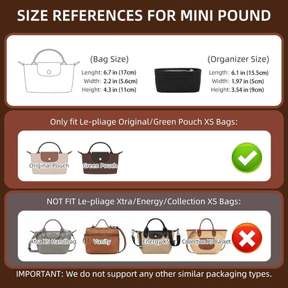 Felt Purse Organizer Insert for Longchamp Le Pliage Large, Beige