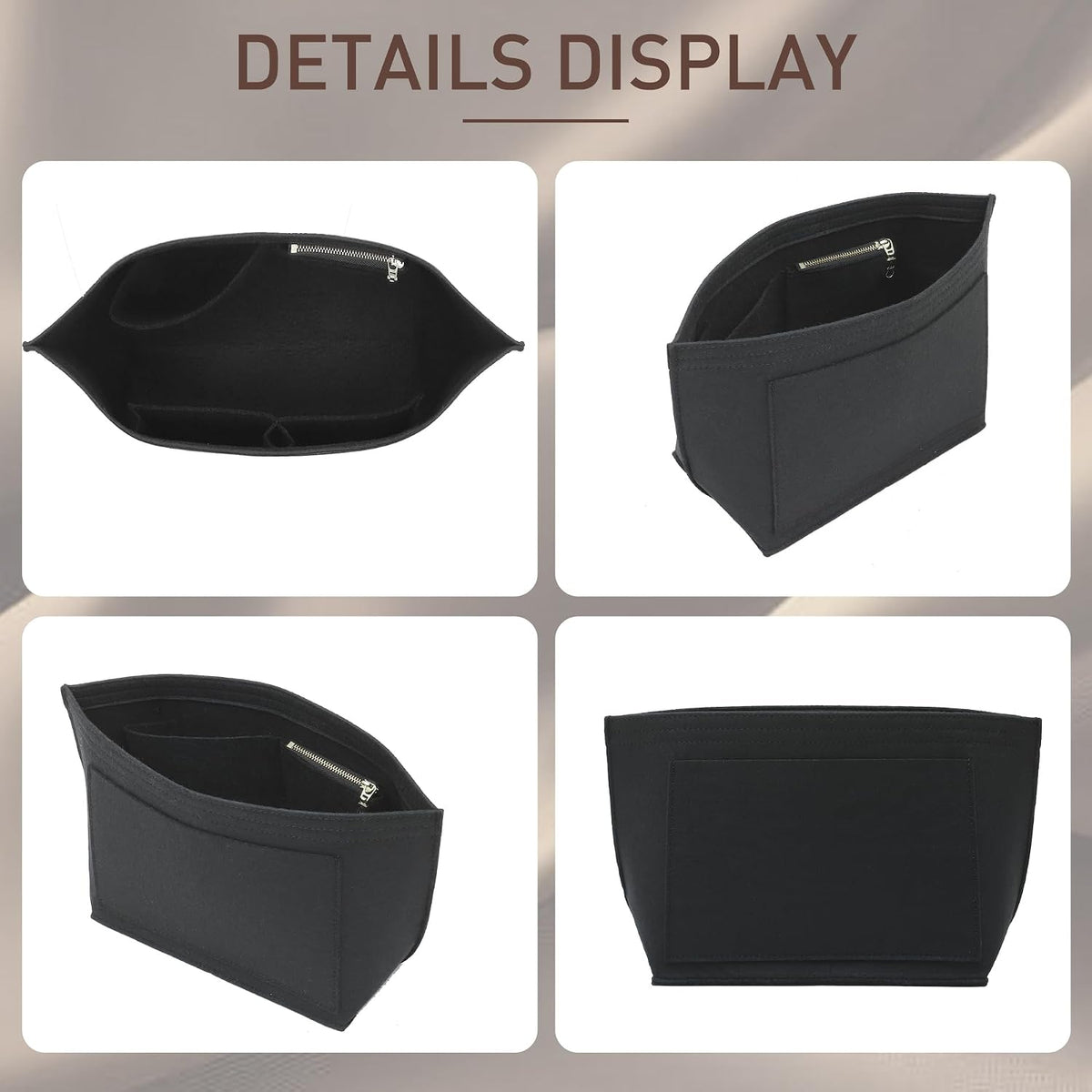 Felt Purse Organizer Insert for Longchamp Le Pliage Large, Beige