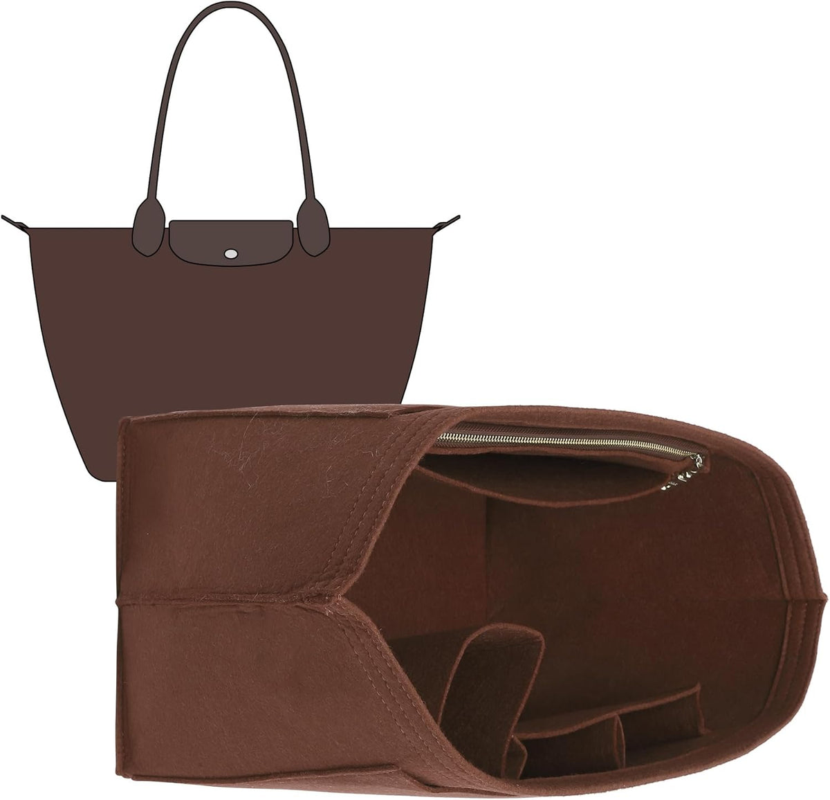 Felt Purse Organizer Insert for Longchamp Le Pliage Large, Beige