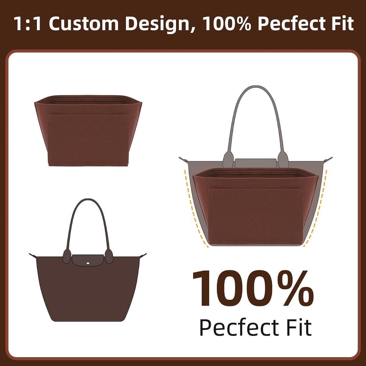 Felt Purse Organizer Insert for Longchamp Le Pliage Large, Beige