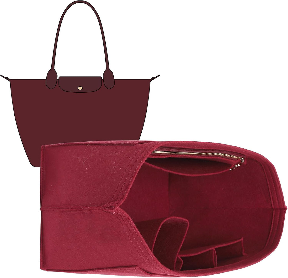 Felt Purse Organizer Insert for Longchamp Le Pliage Large, Beige