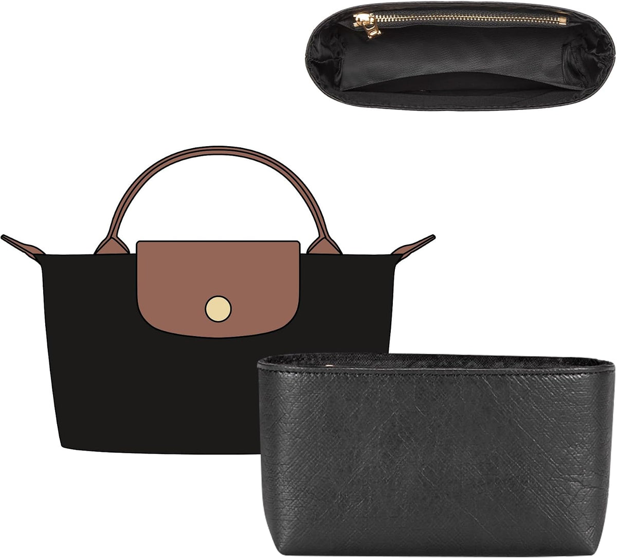 Felt Purse Organizer Insert for Longchamp Le Pliage Large, Beige
