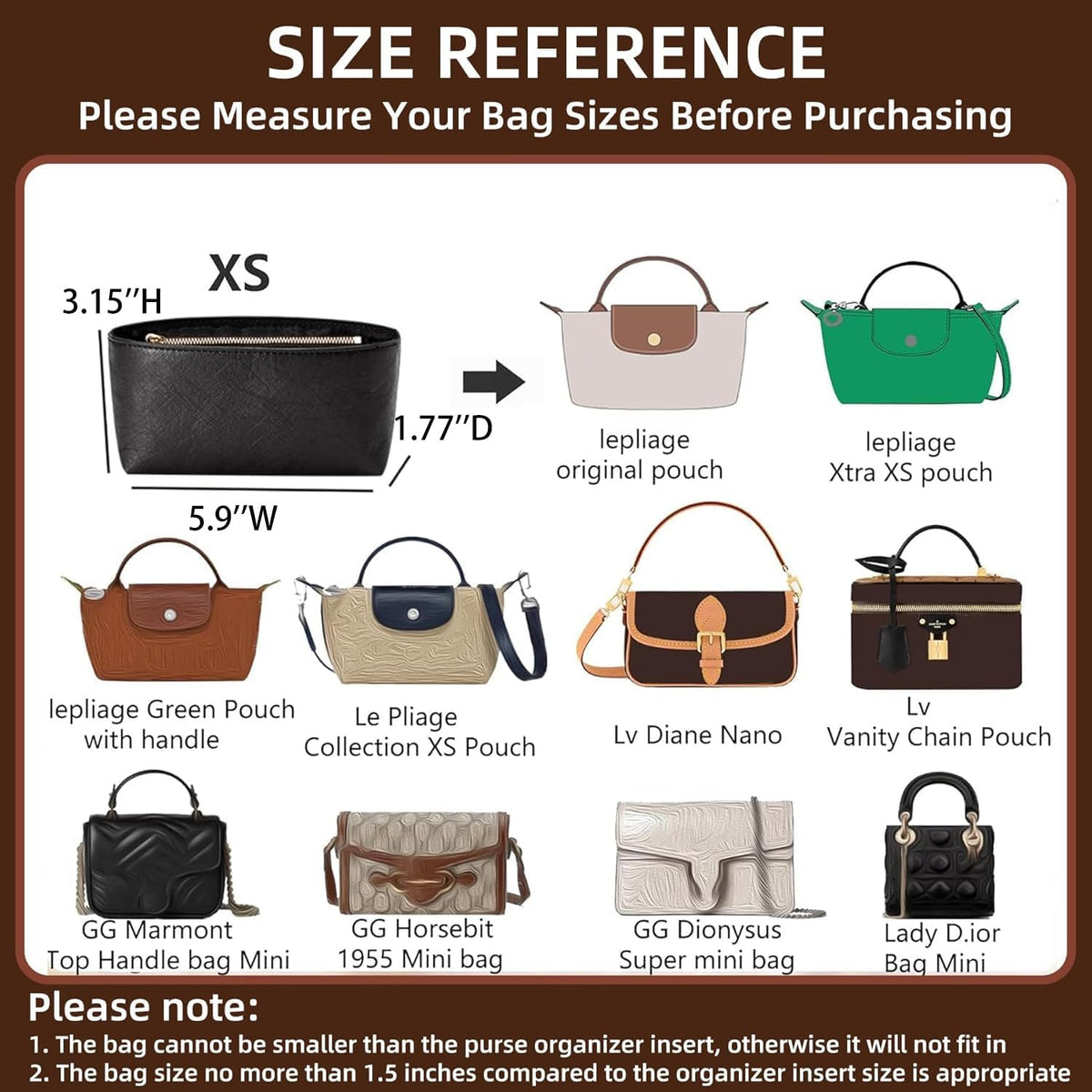 Felt Purse Organizer Insert for Longchamp Le Pliage Large, Beige