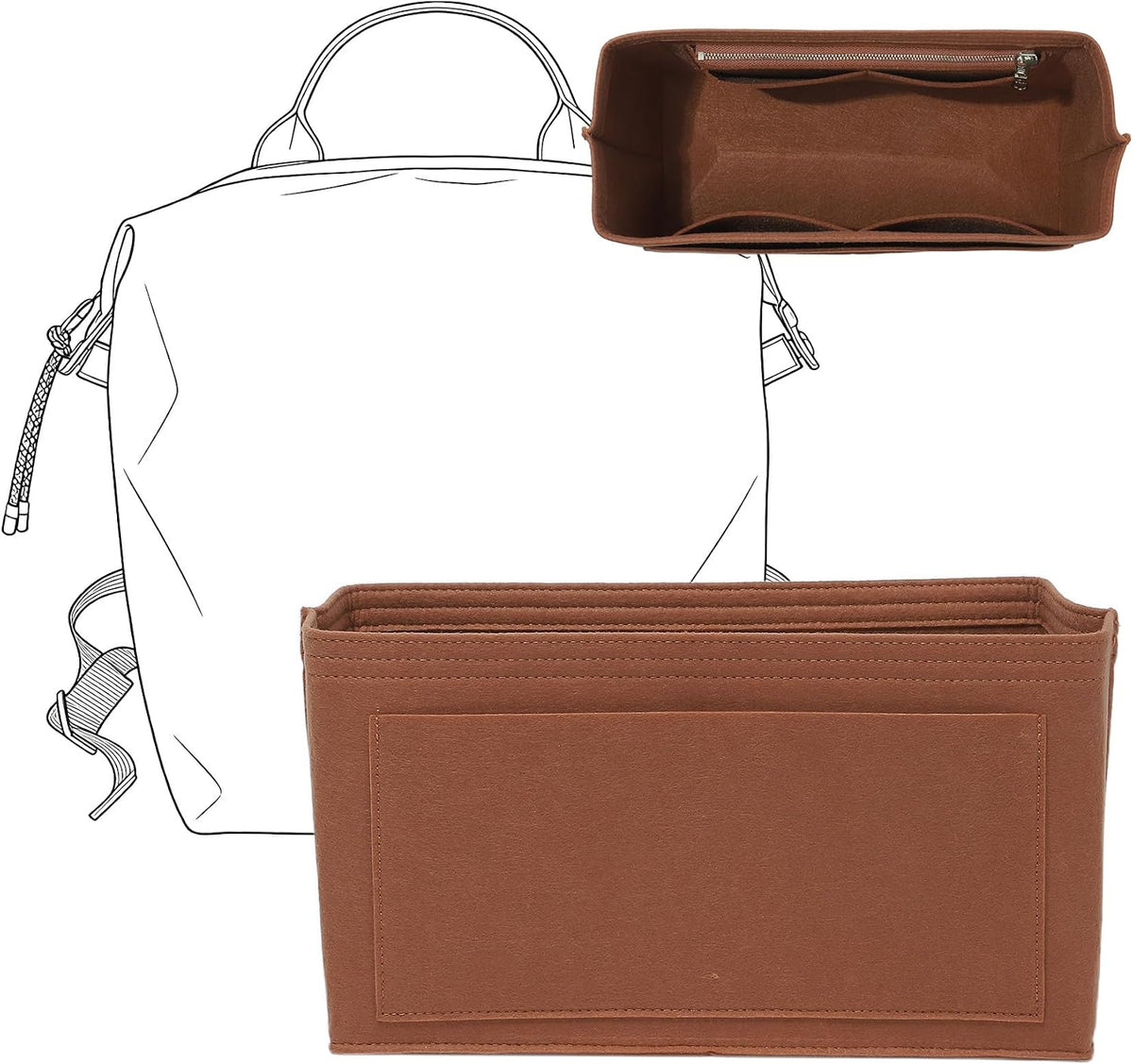 Felt Purse Organizer Insert for Longchamp Le Pliage Large, Beige