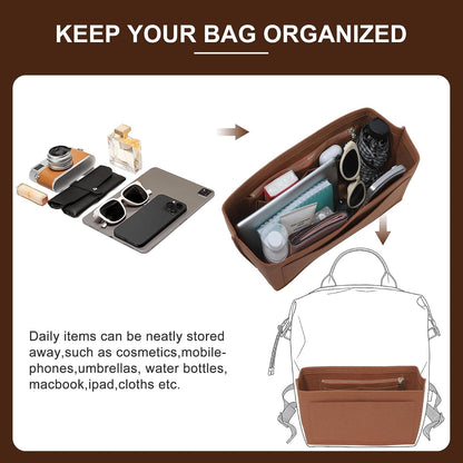 Felt Purse Organizer Insert for Longchamp Le Pliage Large, Beige