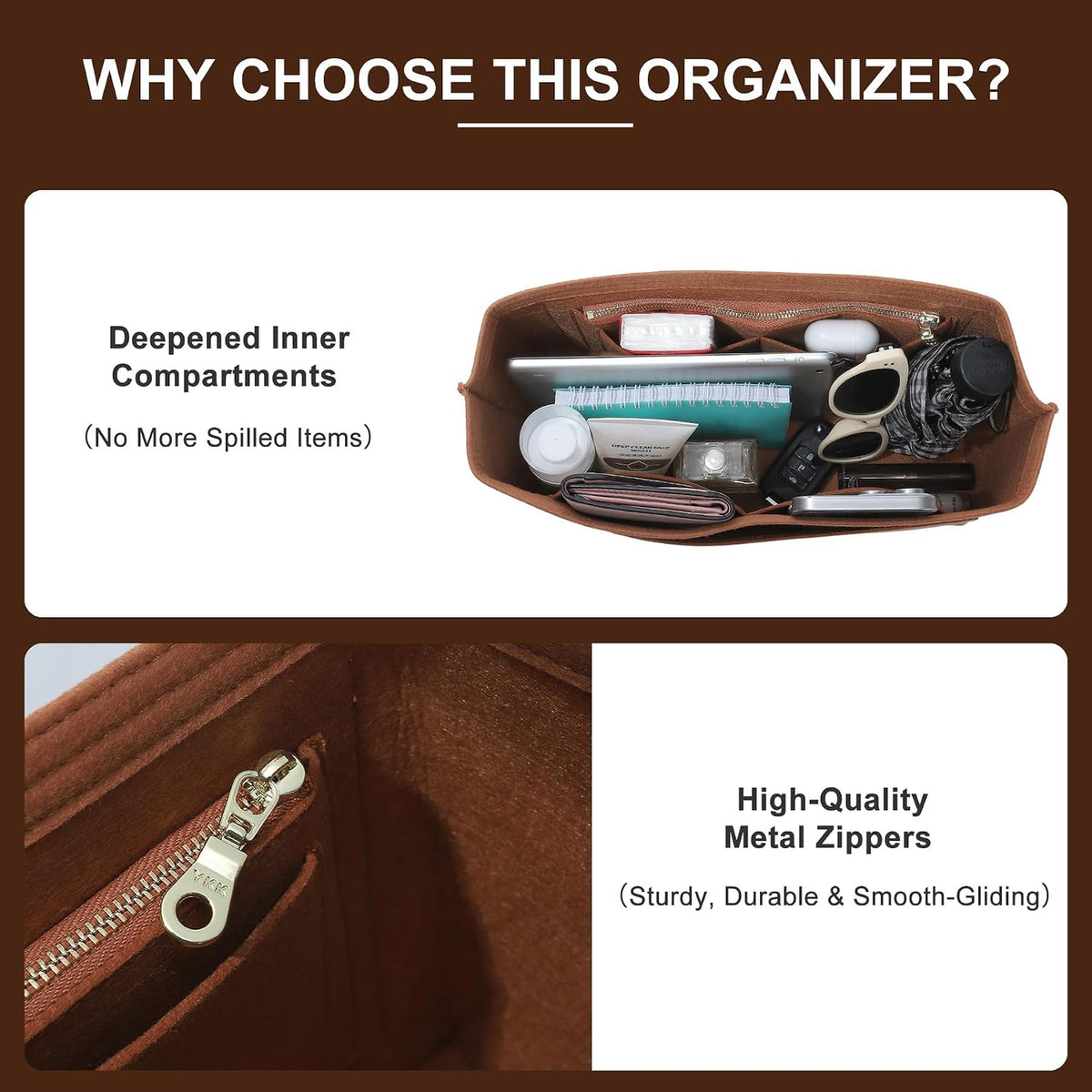 Felt Purse Organizer Insert for Longchamp Le Pliage Large, Beige