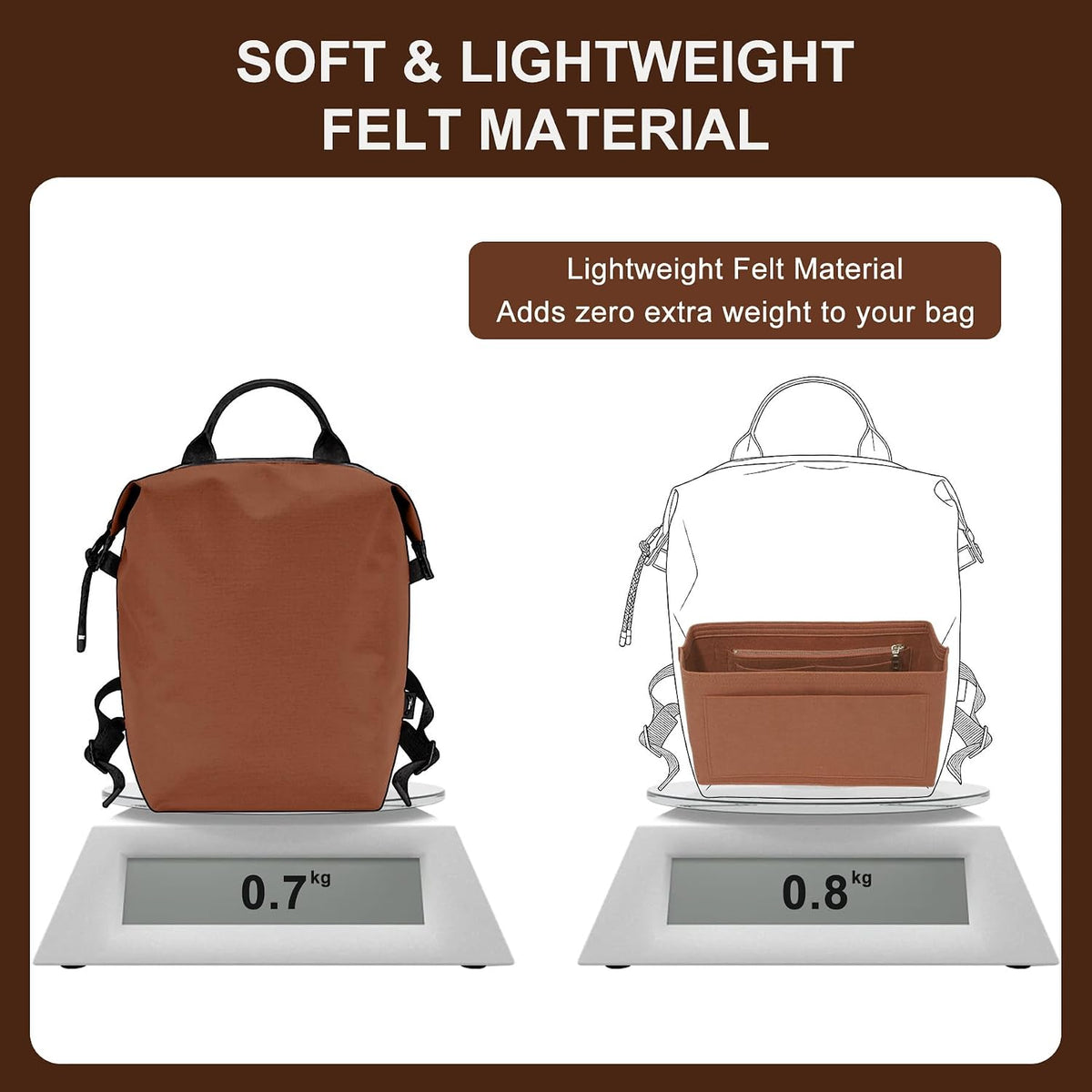 Felt Purse Organizer Insert for Longchamp Le Pliage Large, Beige