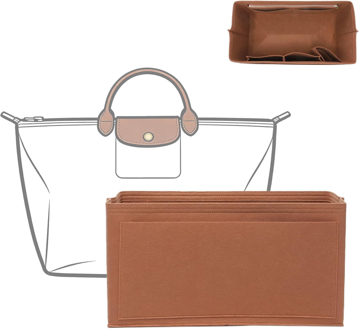 Felt Purse Organizer Insert for Longchamp Le Pliage Large, Beige