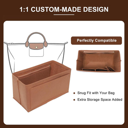Felt Purse Organizer Insert for Longchamp Le Pliage Large, Beige