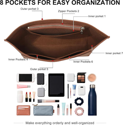 Felt Purse Organizer Insert for Longchamp Le Pliage Large, Beige