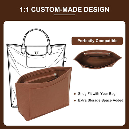 Felt Purse Organizer Insert for Longchamp Le Pliage Large, Beige