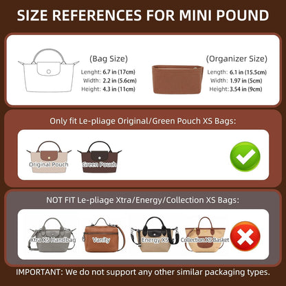 Felt Purse Organizer Insert for Longchamp Le Pliage Large, Beige