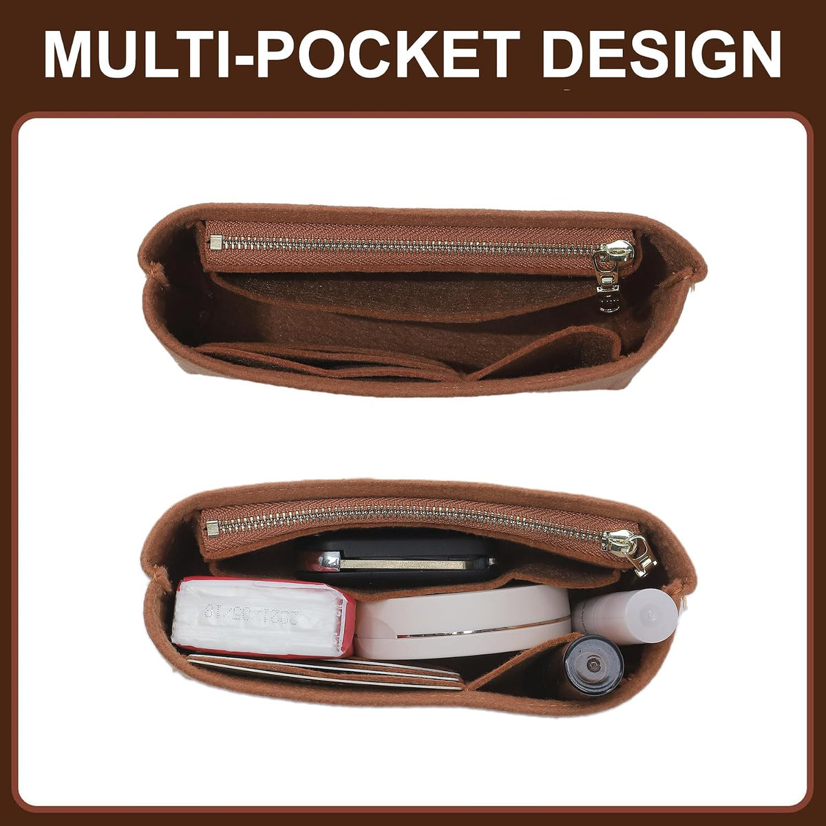 Felt Purse Organizer Insert for Longchamp Le Pliage Large, Beige