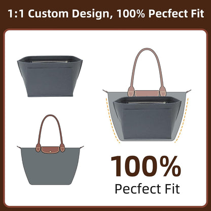 Felt Purse Organizer Insert for Longchamp Le Pliage Large, Beige