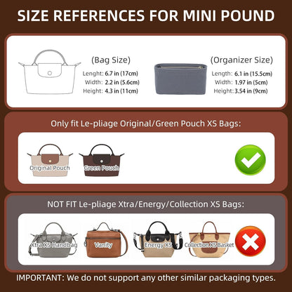 Felt Purse Organizer Insert for Longchamp Le Pliage Large, Beige