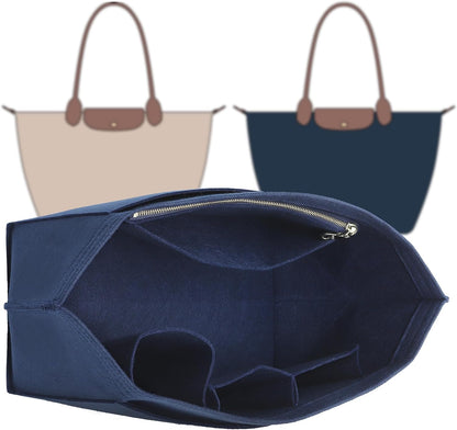 Felt Purse Organizer Insert for Longchamp Le Pliage Large, Beige