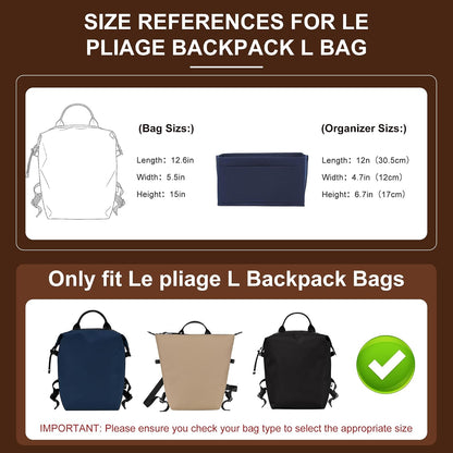 Felt Purse Organizer Insert for Longchamp Le Pliage Large, Beige