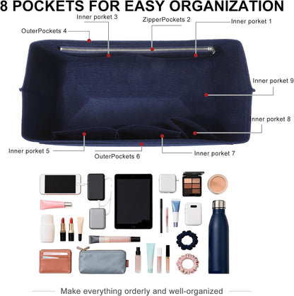 Felt Purse Organizer Insert for Longchamp Le Pliage Large, Beige