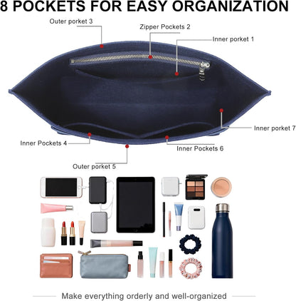 Felt Purse Organizer Insert for Longchamp Le Pliage Large, Beige