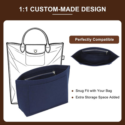 Felt Purse Organizer Insert for Longchamp Le Pliage Large, Beige