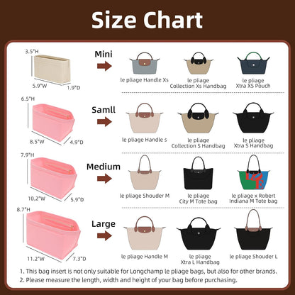 Felt Purse Organizer Insert for Longchamp Le Pliage Large, Beige