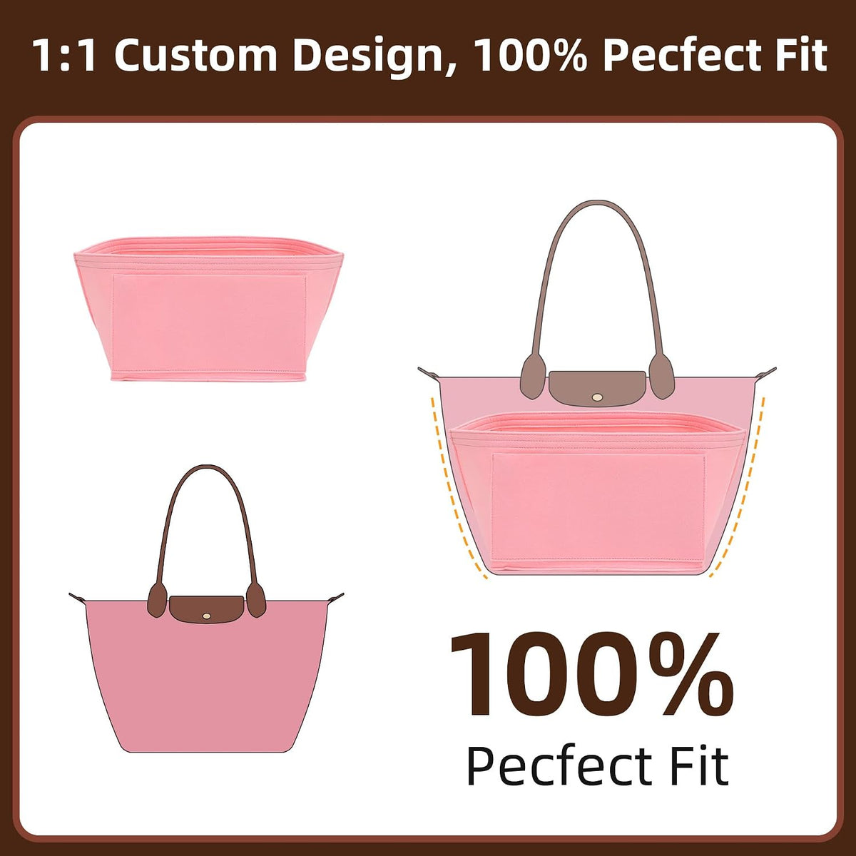 Felt Purse Organizer Insert for Longchamp Le Pliage Large, Beige