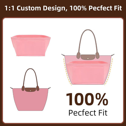 Felt Purse Organizer Insert for Longchamp Le Pliage Large, Beige