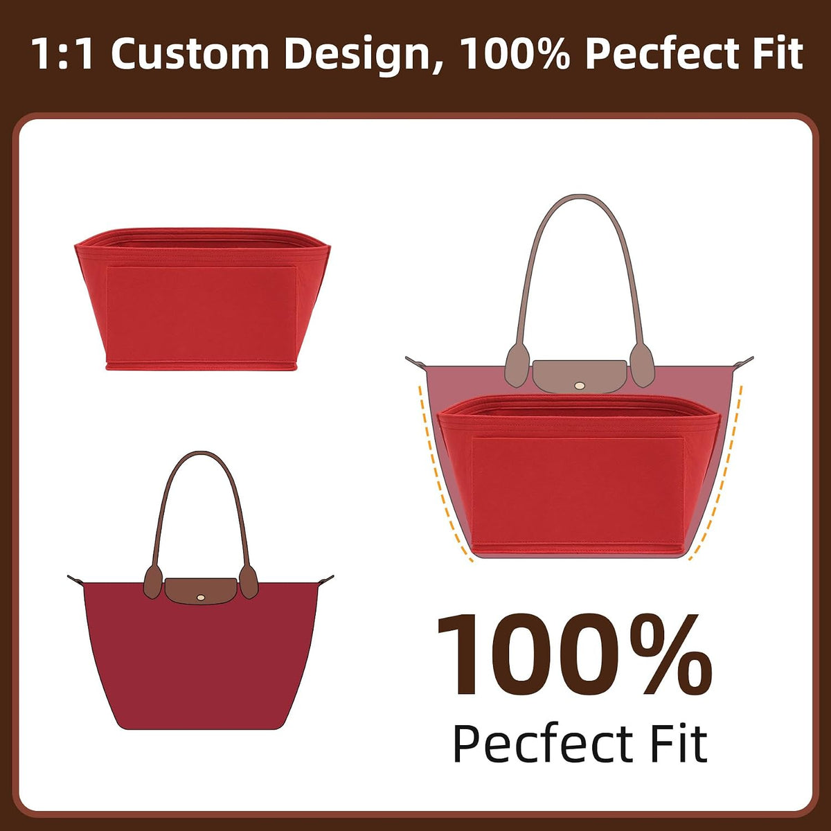 Felt Purse Organizer Insert for Longchamp Le Pliage Large, Beige