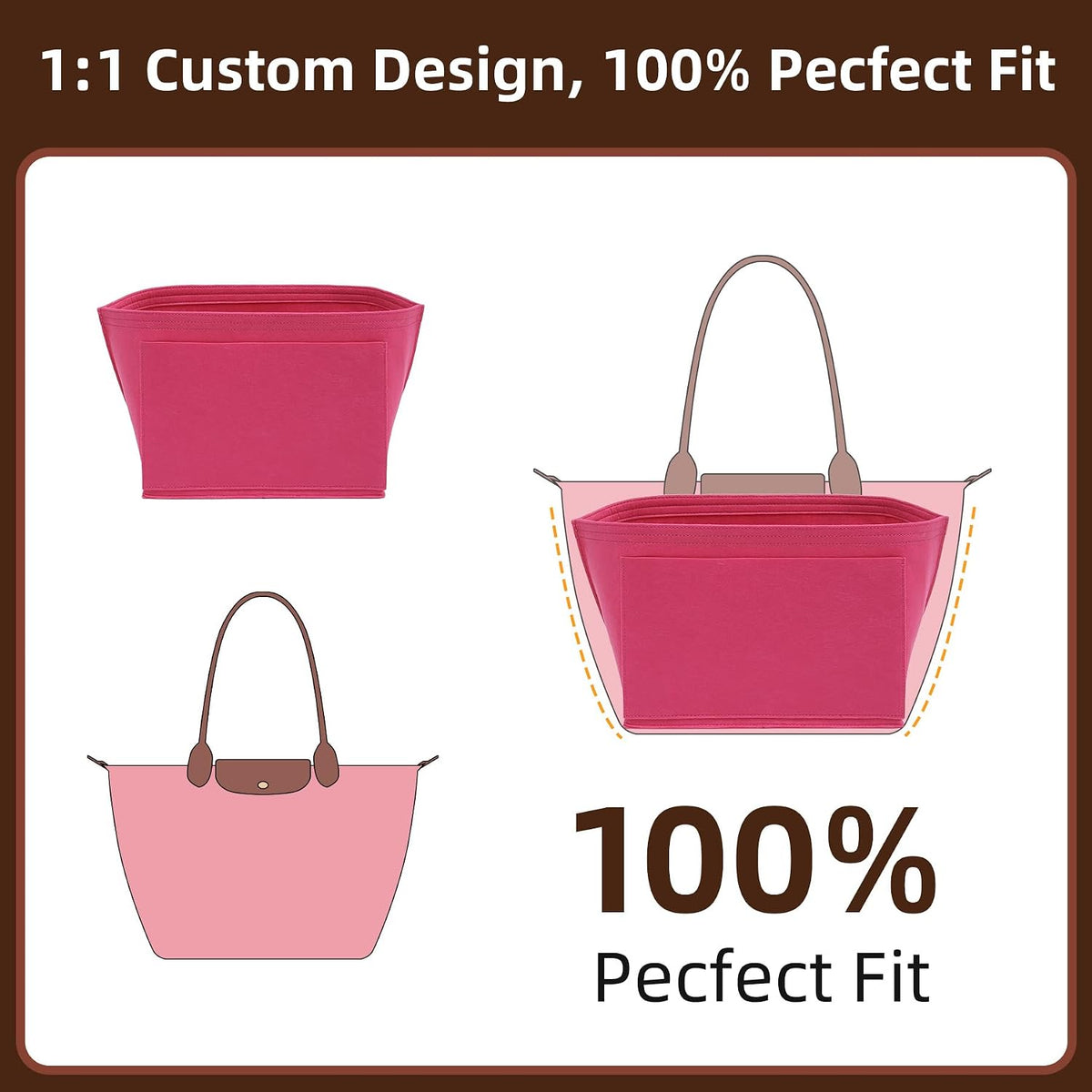 Felt Purse Organizer Insert for Longchamp Le Pliage Large, Beige
