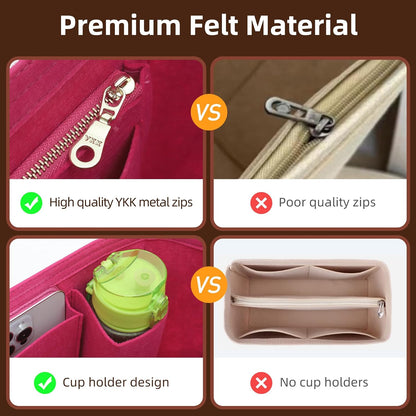 Felt Purse Organizer Insert for Longchamp Le Pliage Large, Beige