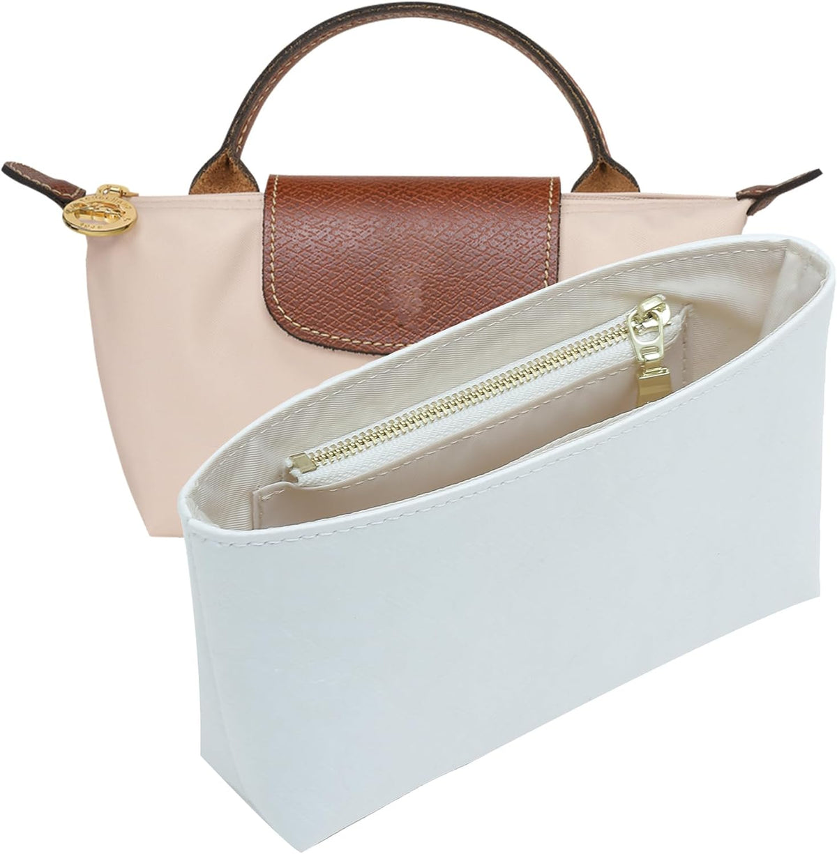 Felt Purse Organizer Insert for Longchamp Le Pliage Large, Beige