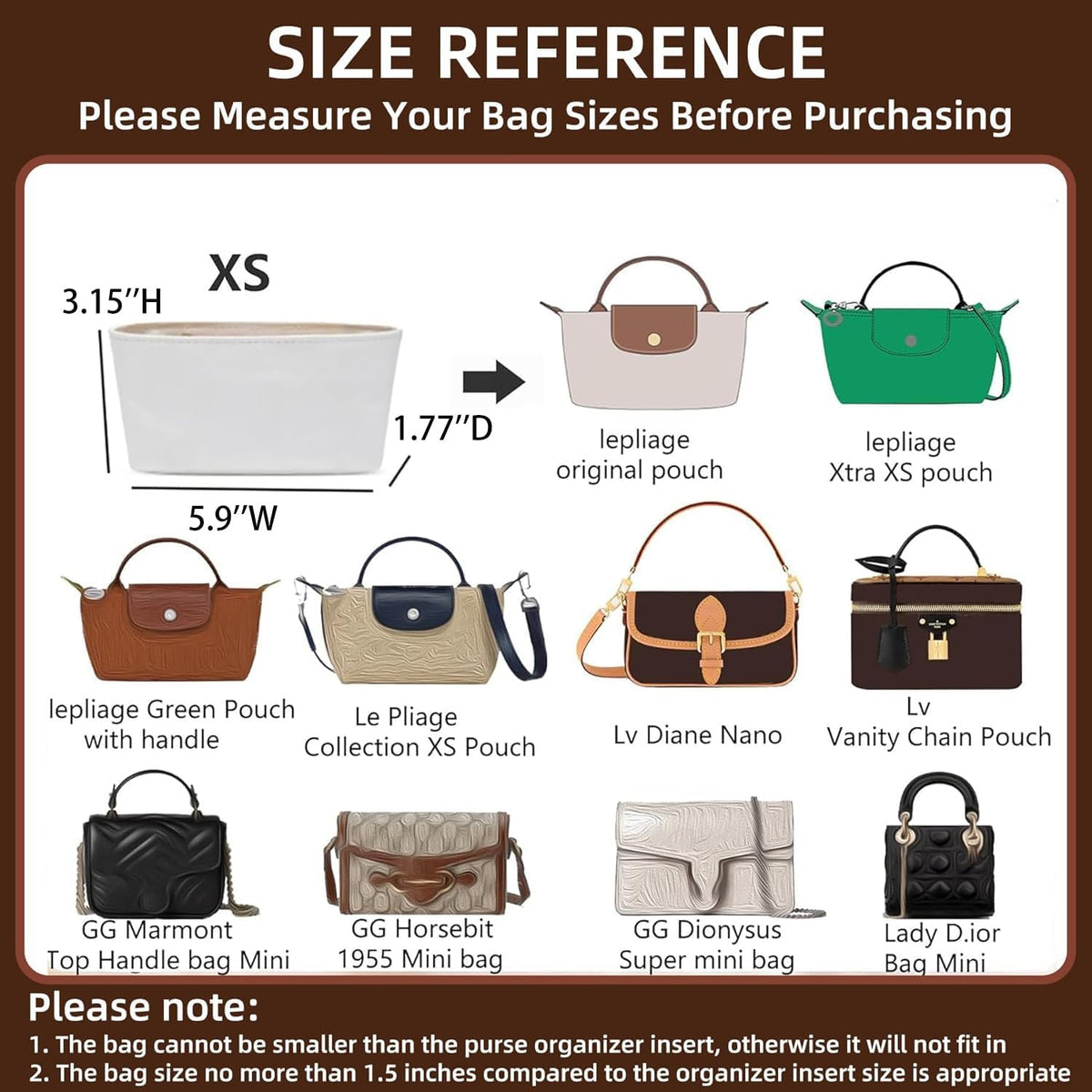 Felt Purse Organizer Insert for Longchamp Le Pliage Large, Beige