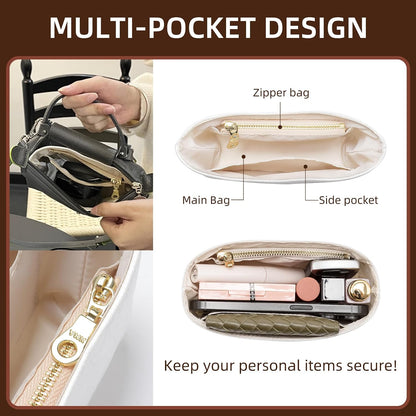 Felt Purse Organizer Insert for Longchamp Le Pliage Large, Beige