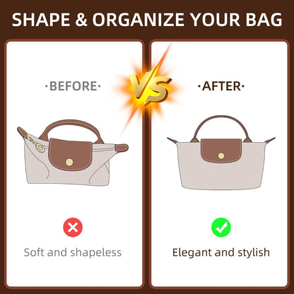 Felt Purse Organizer Insert for Longchamp Le Pliage Large, Beige