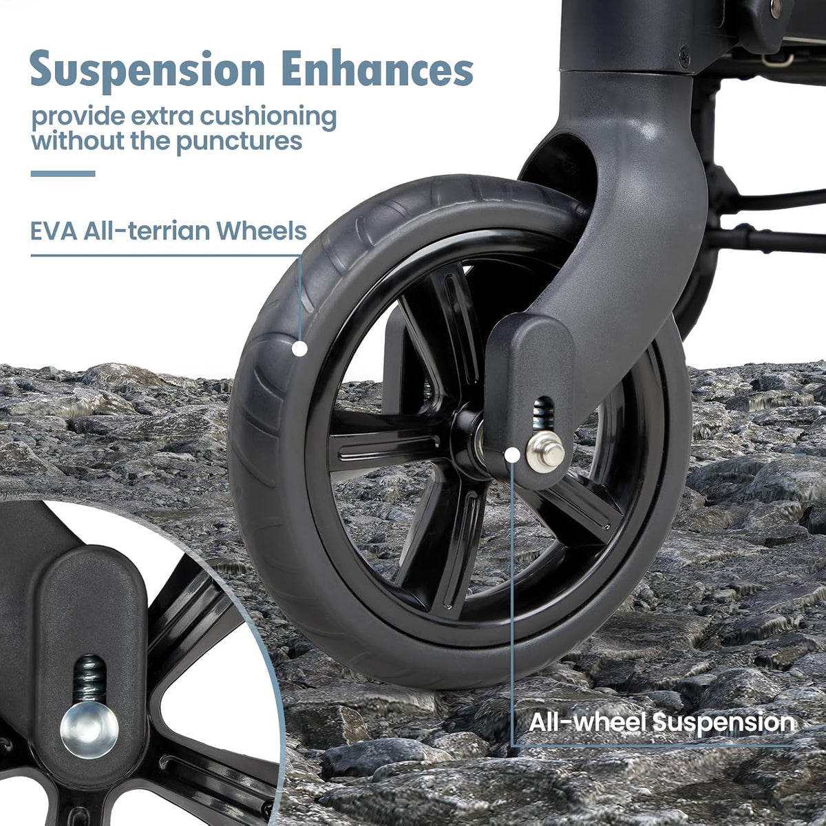 Wagon Stroller for 2 Kids, High Seat & 5 Point Harness, Foldable All-Terrain Wagon for Toddler with Canopy, Parent Organizer, Shoulder Bag, Adjustable Handlebar, Ultimate Double (Black)