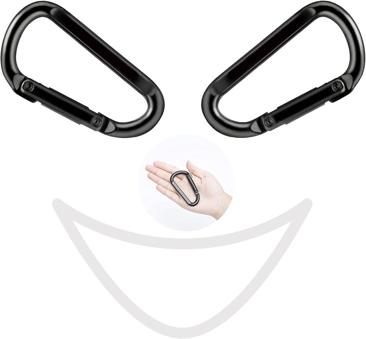 Heavy Duty Carabiner Clips, 860lbs - 3" Iron Carabiners for Keys, Gym, Camping, Hiking Accessories - D-Ring Keychain Hooks for Hammocks, Backpacks, Outdoor Gear