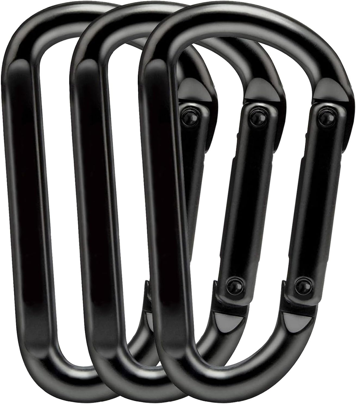Heavy Duty Carabiner Clips, 860lbs - 3" Iron Carabiners for Keys, Gym, Camping, Hiking Accessories - D-Ring Keychain Hooks for Hammocks, Backpacks, Outdoor Gear
