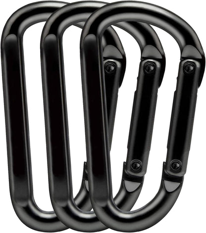 Heavy Duty Carabiner Clips, 860lbs - 3" Iron Carabiners for Keys, Gym, Camping, Hiking Accessories - D-Ring Keychain Hooks for Hammocks, Backpacks, Outdoor Gear