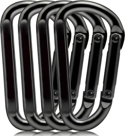 Heavy Duty Carabiner Clips, 860lbs - 3" Iron Carabiners for Keys, Gym, Camping, Hiking Accessories - D-Ring Keychain Hooks for Hammocks, Backpacks, Outdoor Gear